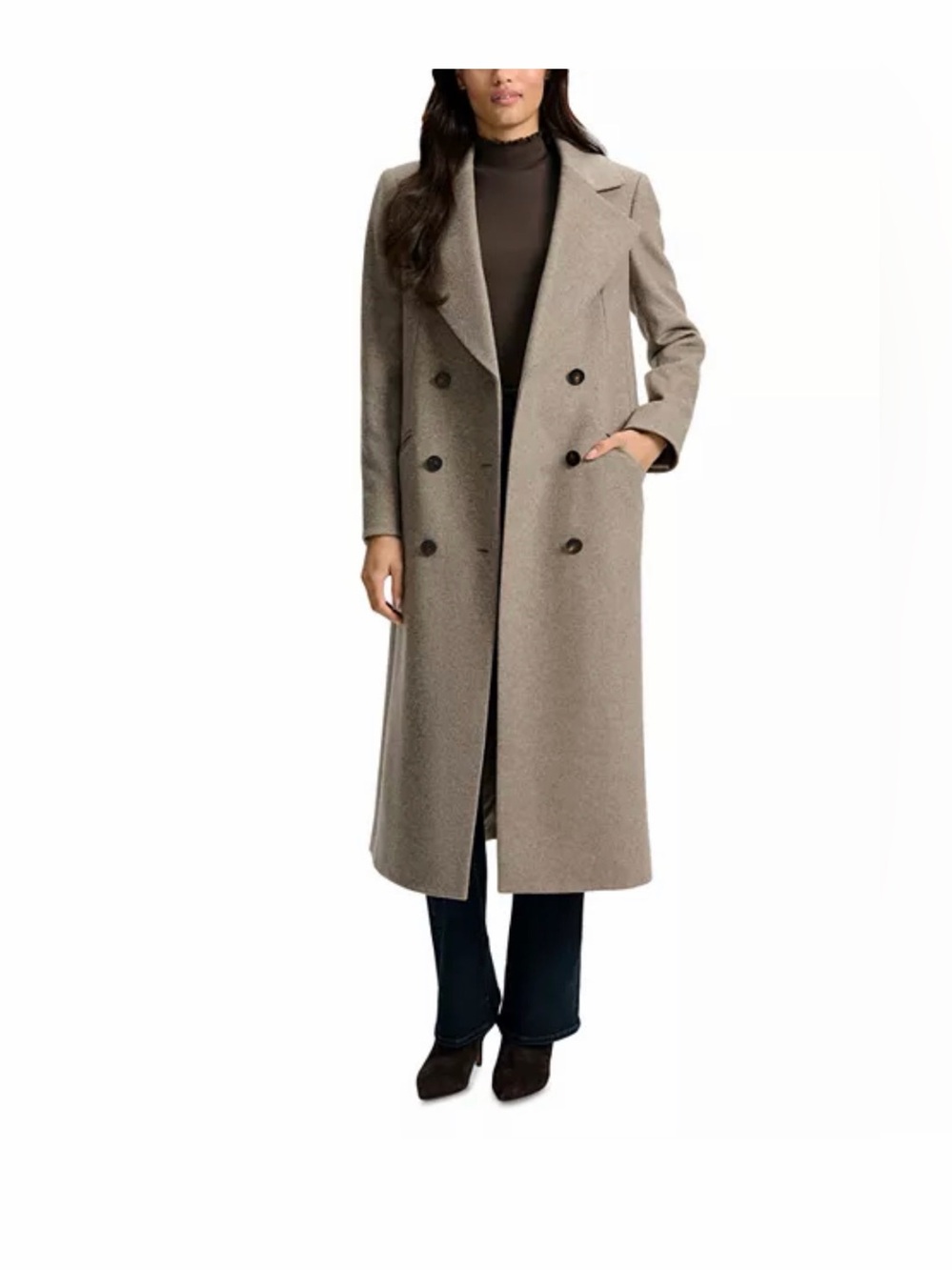 NWT Veronica Beard Taupe Mélange Double-Breasted Dickey Coat - Picture 2 of 7